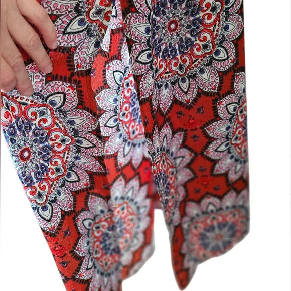 CC Orange Crochet Mandala Medallion Print Boho Festival Sleeveless Maxi Dress XL - Picture 7 of 10